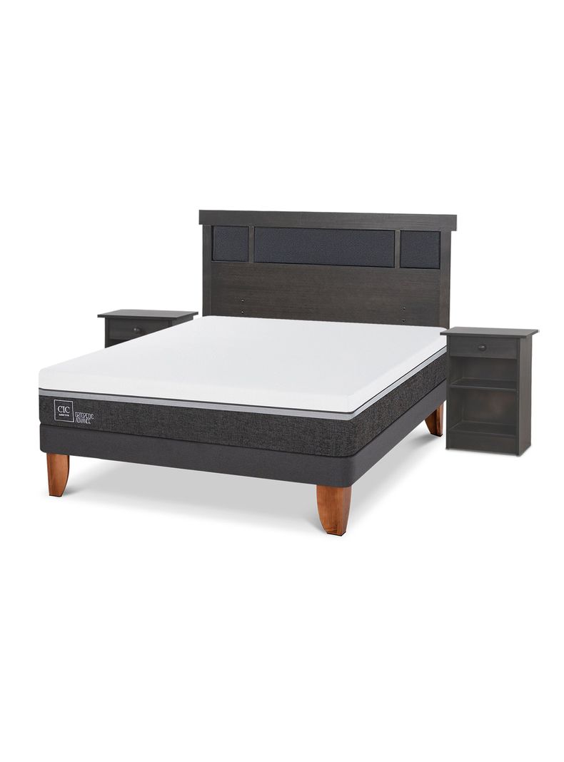 Cama Europea Ortopedic Advance 2 Plazas Set Dublin Gris-0