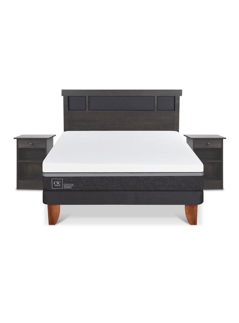 Cama Europea Ortopedic Advance 2 Plazas Set Dublin Gris-2