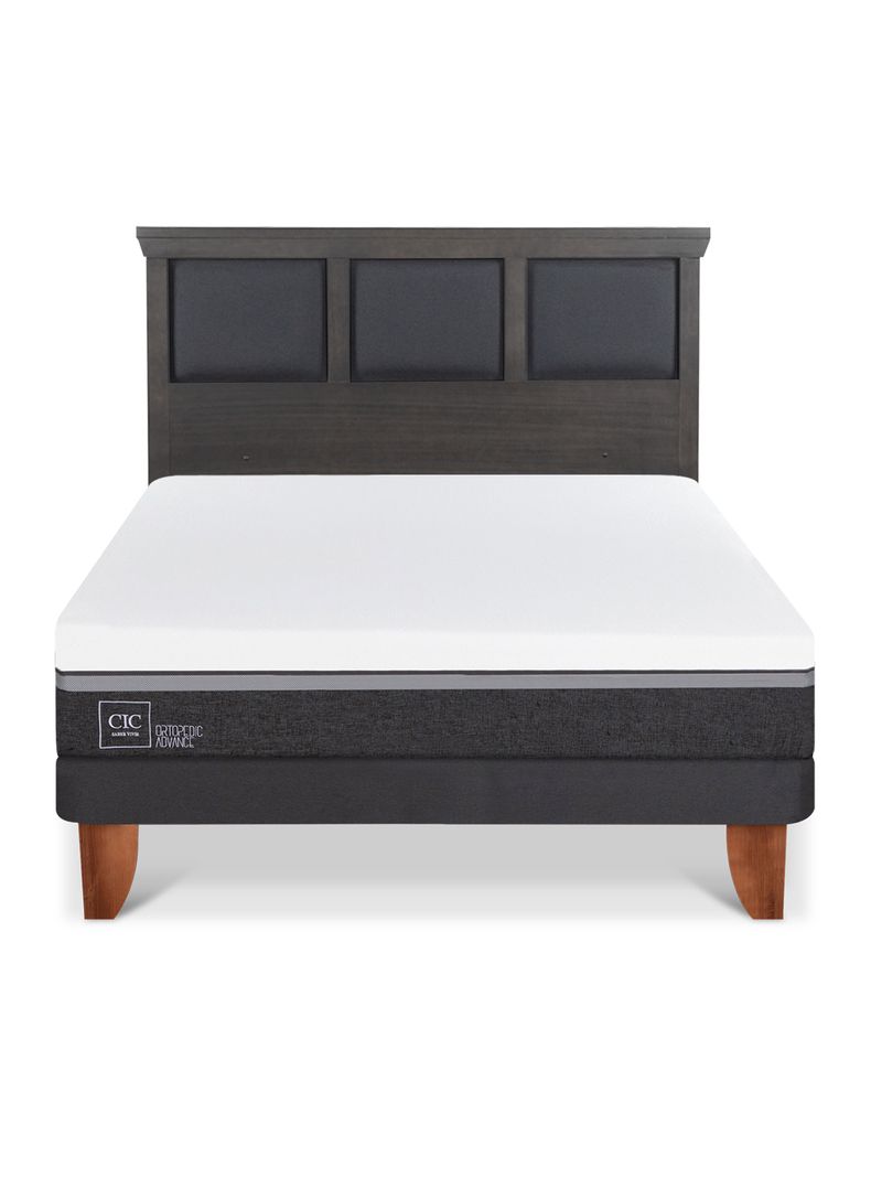 Cama Europea Ortopedic Advance 2 Plazas Respaldo Torino Gris-2