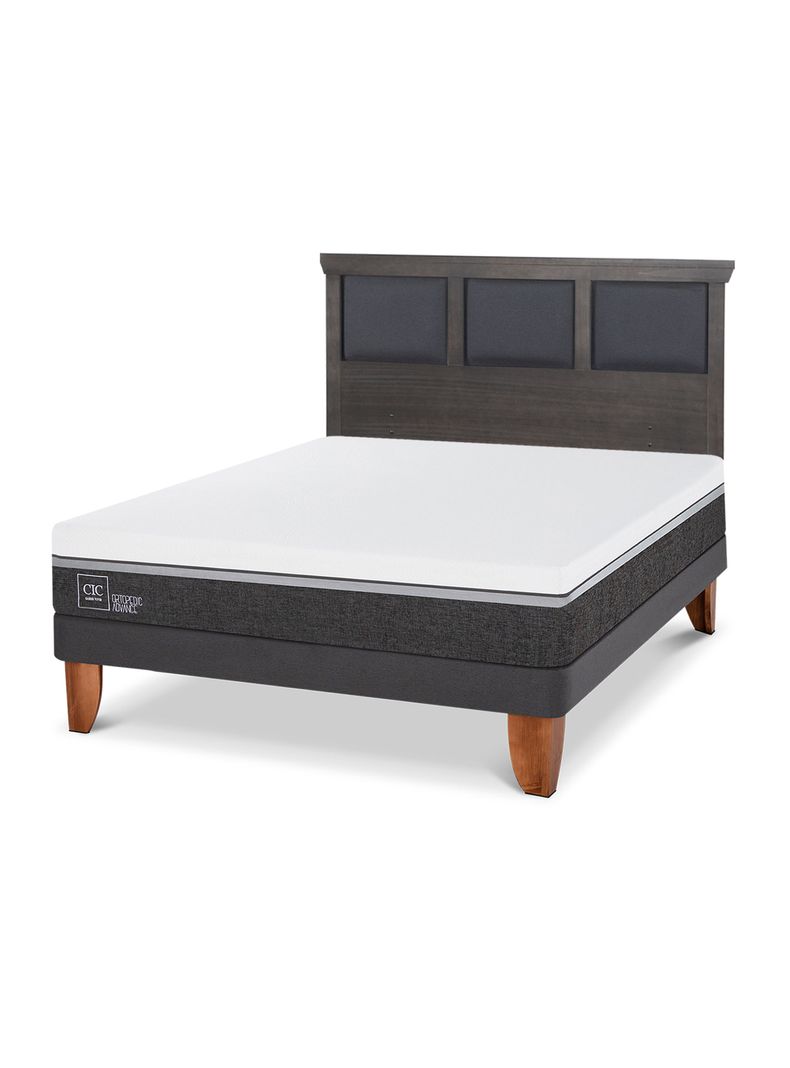 Cama Europea Ortopedic Advance 2 Plazas Respaldo Torino Gris-0
