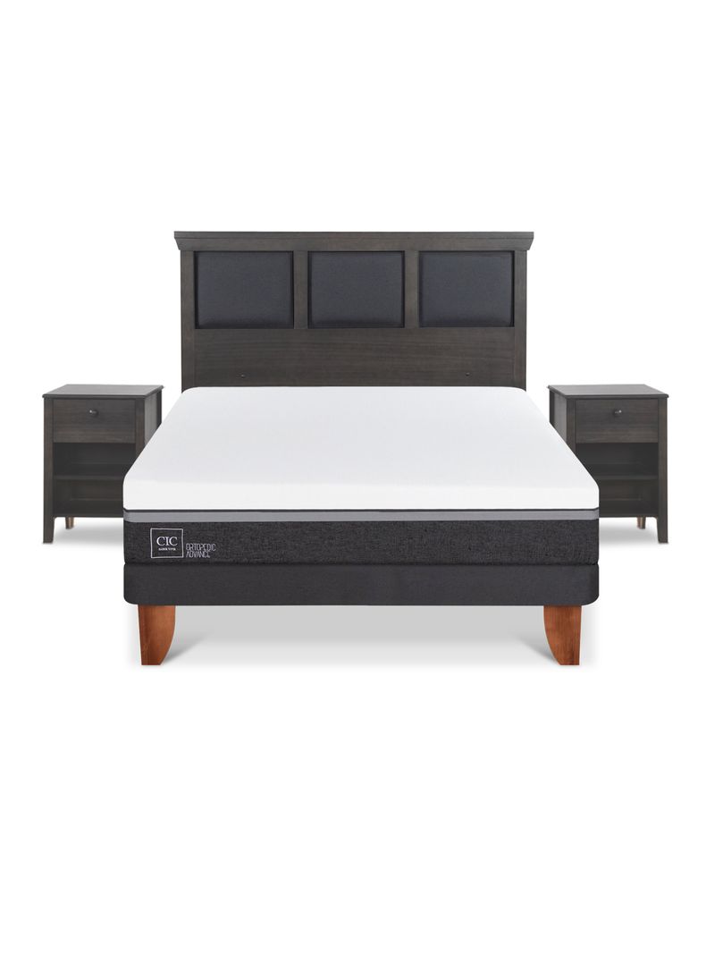 Cama Europea Ortopedic Advance 2 Plazas Set Torino Gris-2
