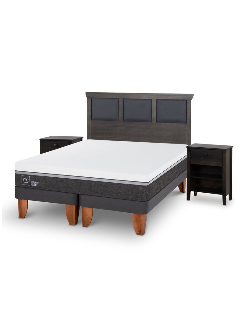 Cama Europea Ortopedic Advance King Set Torino Gris
