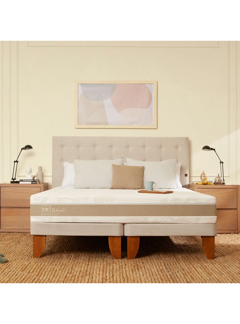 Cama Europea Rilassati Smart 2 Plazas Base Dividida Set Villarrica Gris-4