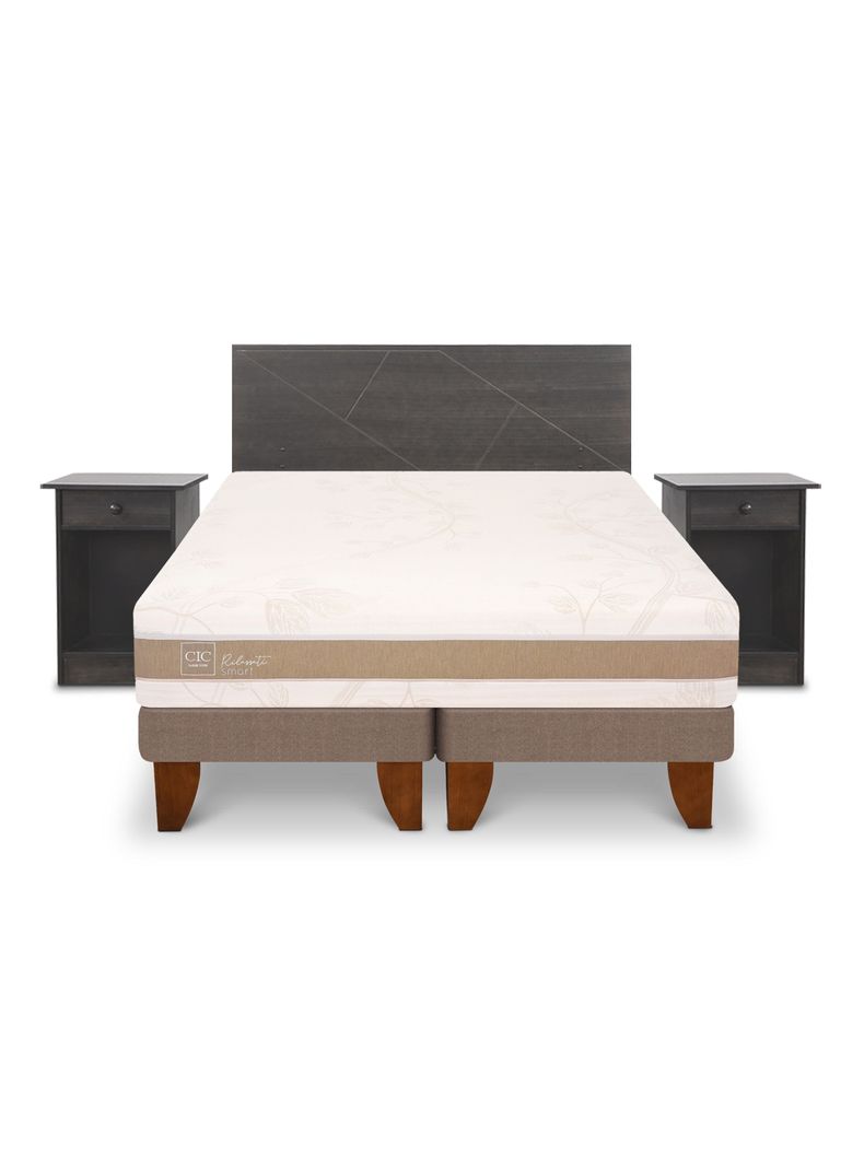 Cama Europea Rilassati Smart 2 Plazas Base Dividida Set Villarrica Gris-2