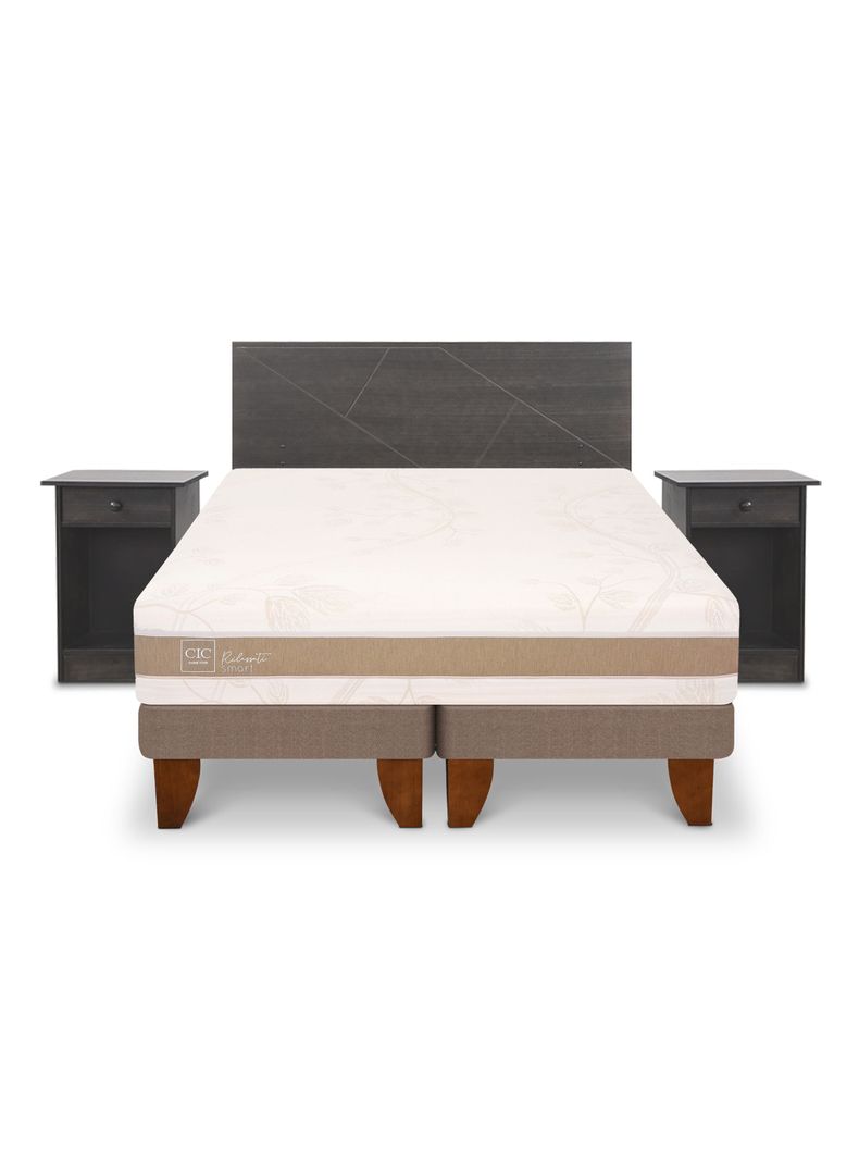Cama Europea Rilassati Smart King Set Villarrica Gris-2