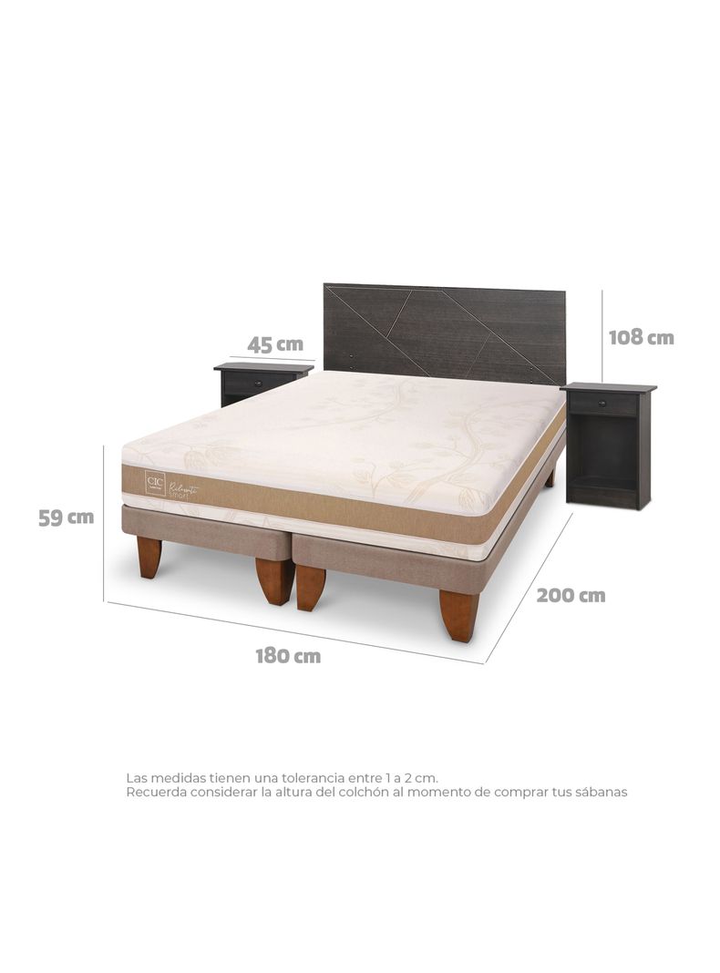 Cama Europea Rilassati Smart King Set Villarrica Gris-1