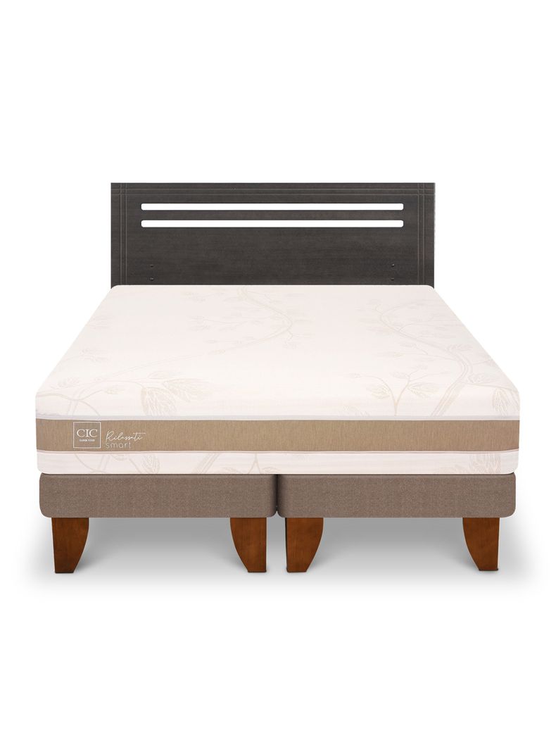 Cama Europea Rilassati Smart 2 Plazas Base Dividida + Respaldo Munich Gris-2
