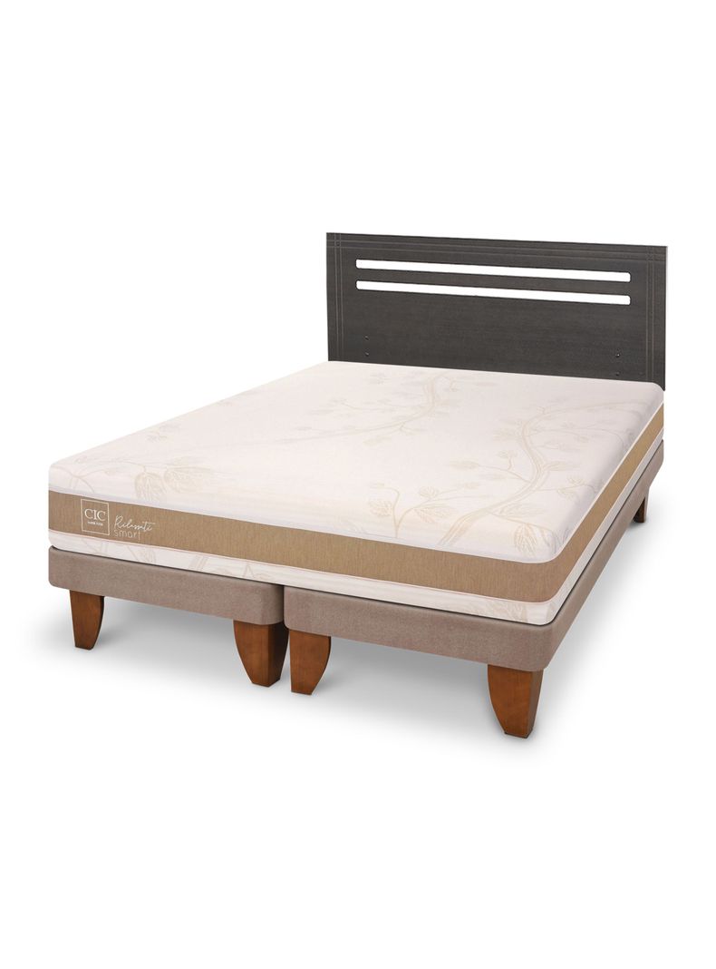 Cama Europea Rilassati Smart 2 Plazas Base Dividida + Respaldo Munich Gris-0