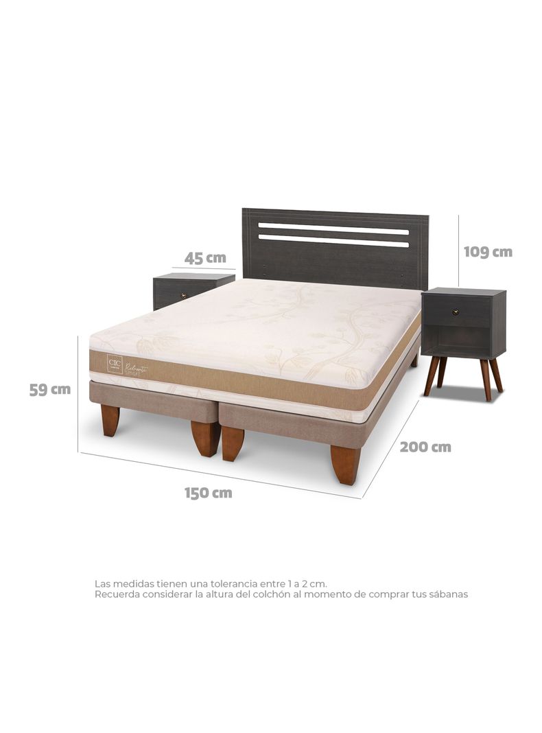 Cama Europea Rilassati Smart 2 Plazas Base Dividida Munich Gris-1