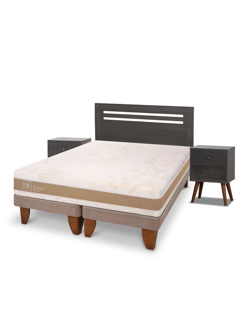 Cama Europea Rilassati Smart 2 Plazas Base Dividida Munich Gris-0