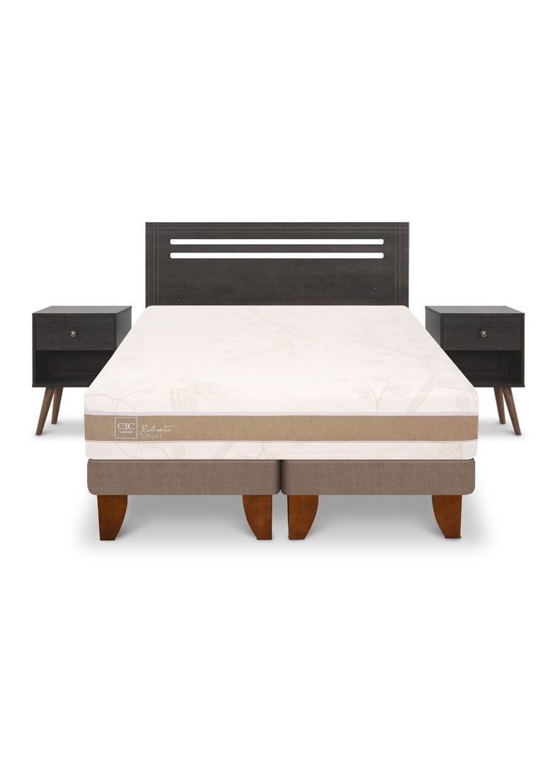 Cama Europea Rilassati Smart 2 Plazas Base Dividida Munich Gris-2