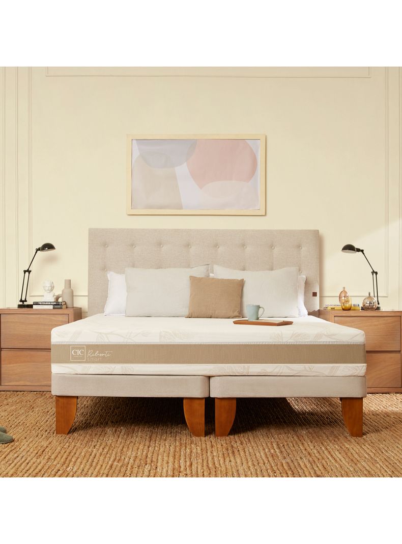 Cama Europea Rilassati Smart 2 Plazas Base Dividida Munich Gris-4