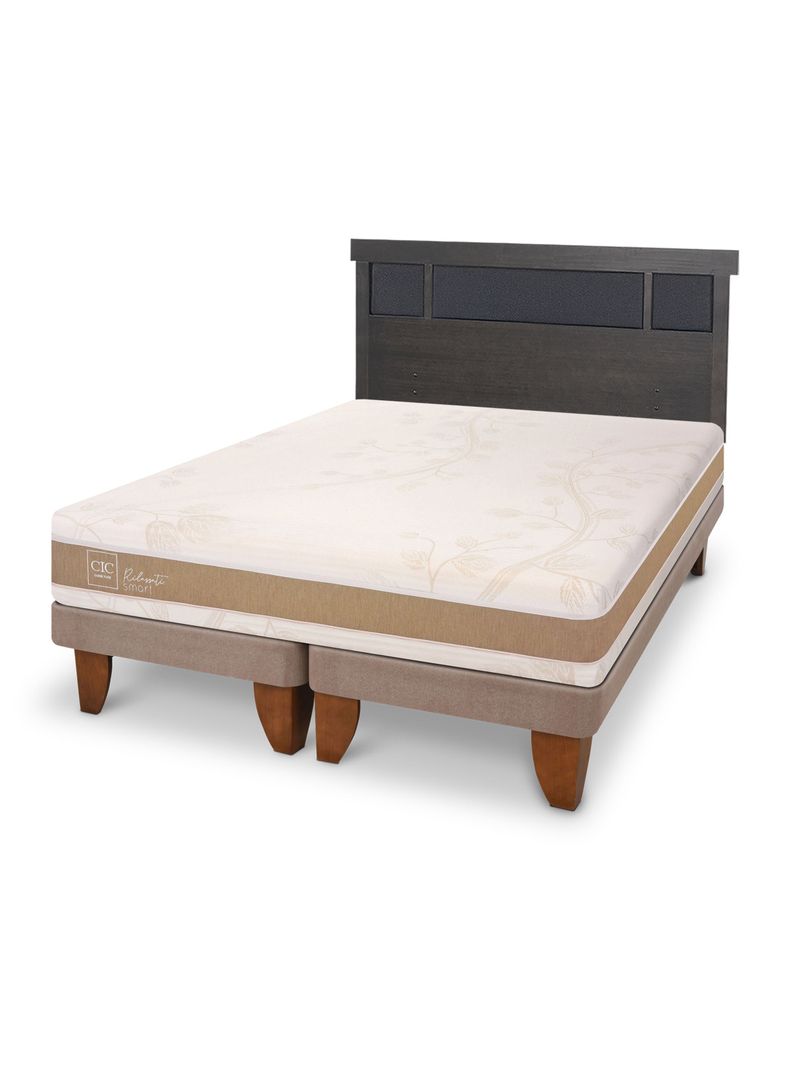 Cama Europea Rilassati Smart 2 Plazas Base Dividida Respaldo Dublin Gris-0