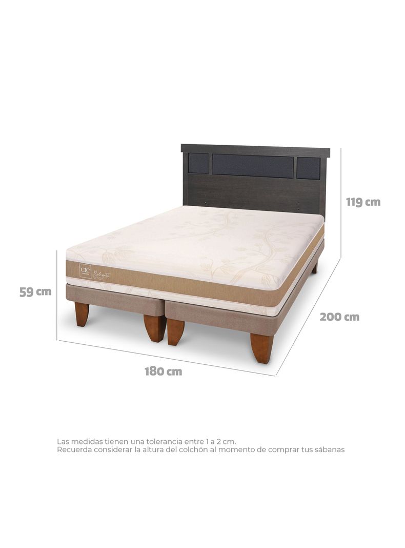 Cama Europea Rilassati Smart King Respaldo Dublin Gris-1