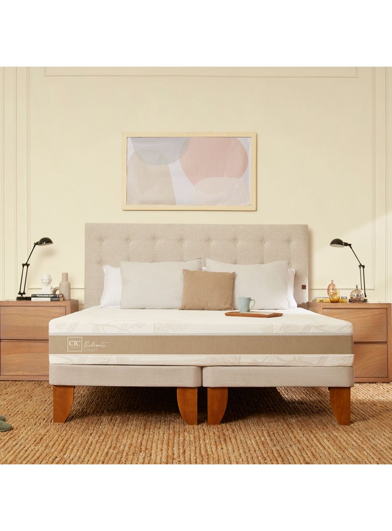 Cama Europea Rilassati Smart King Respaldo Dublin Gris-4