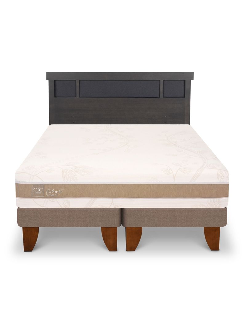 Cama Europea Rilassati Smart King Respaldo Dublin Gris-2