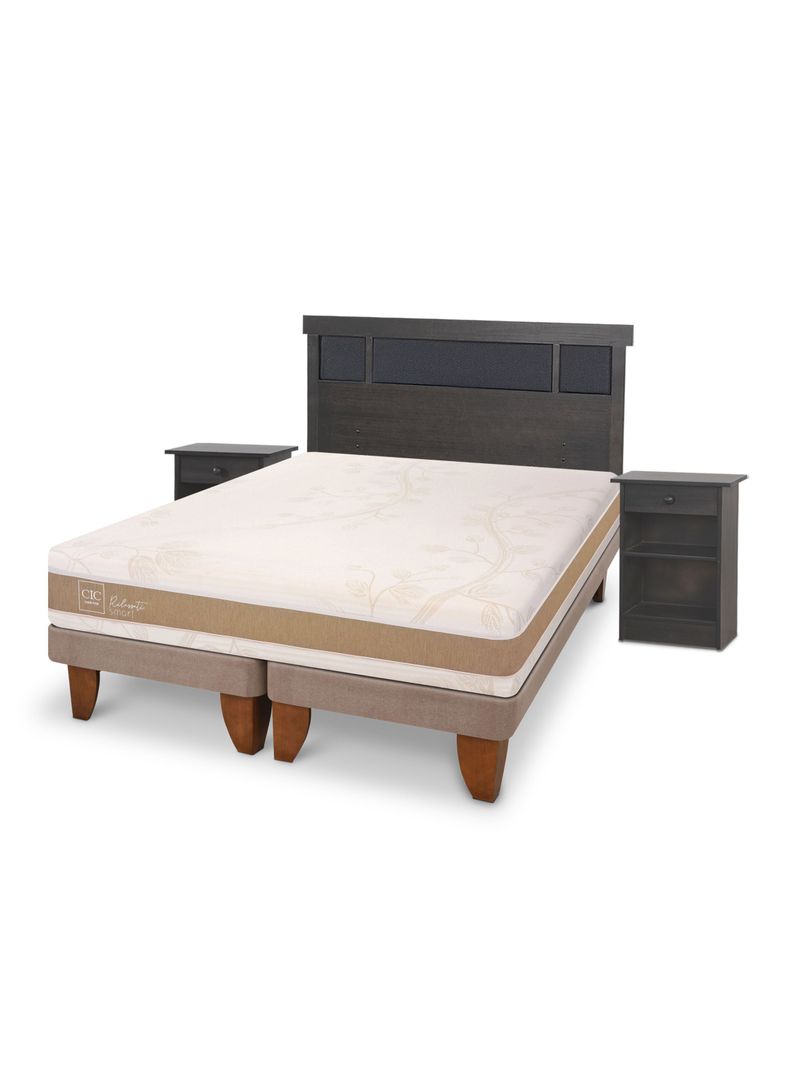 Cama Europea Rilassati Smart 2 Plazas Base Dividida Set Dublin Gris-0