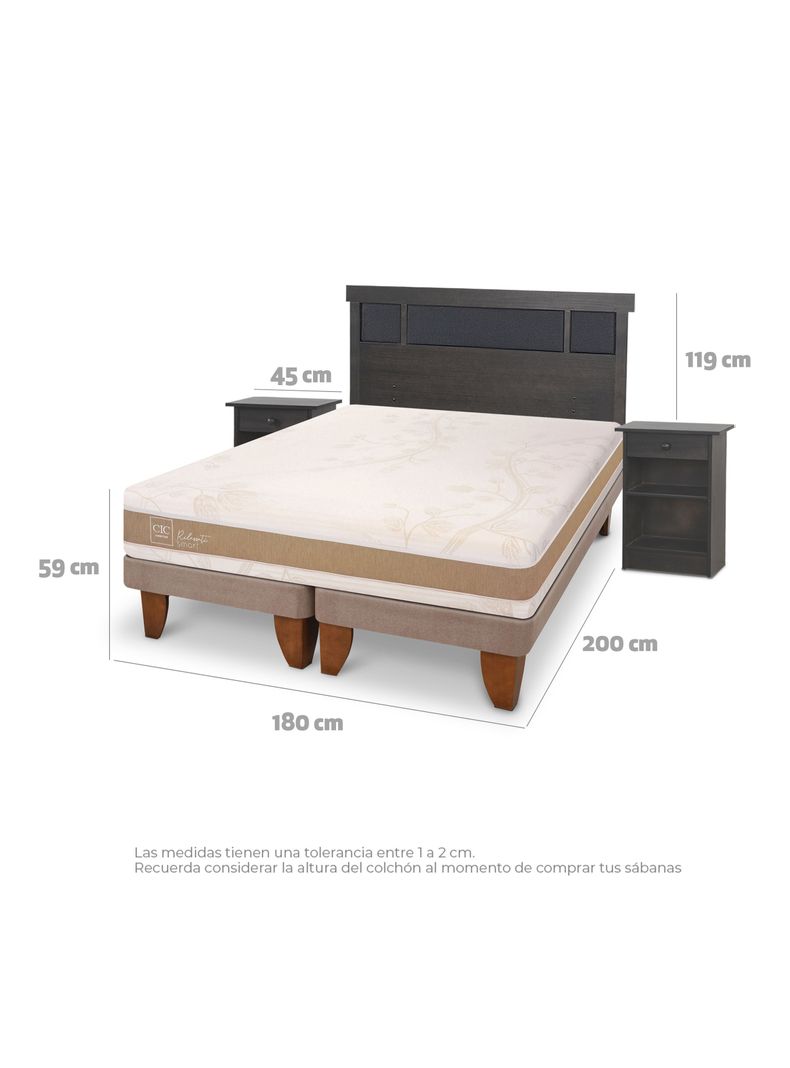 Cama Europea Rilassati Smart King Set Dublin Gris Gris-1