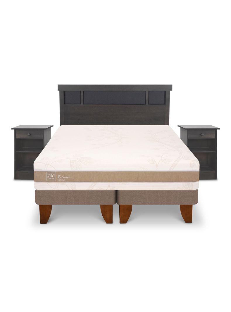 Cama Europea Rilassati Smart King Set Dublin Gris Gris-2