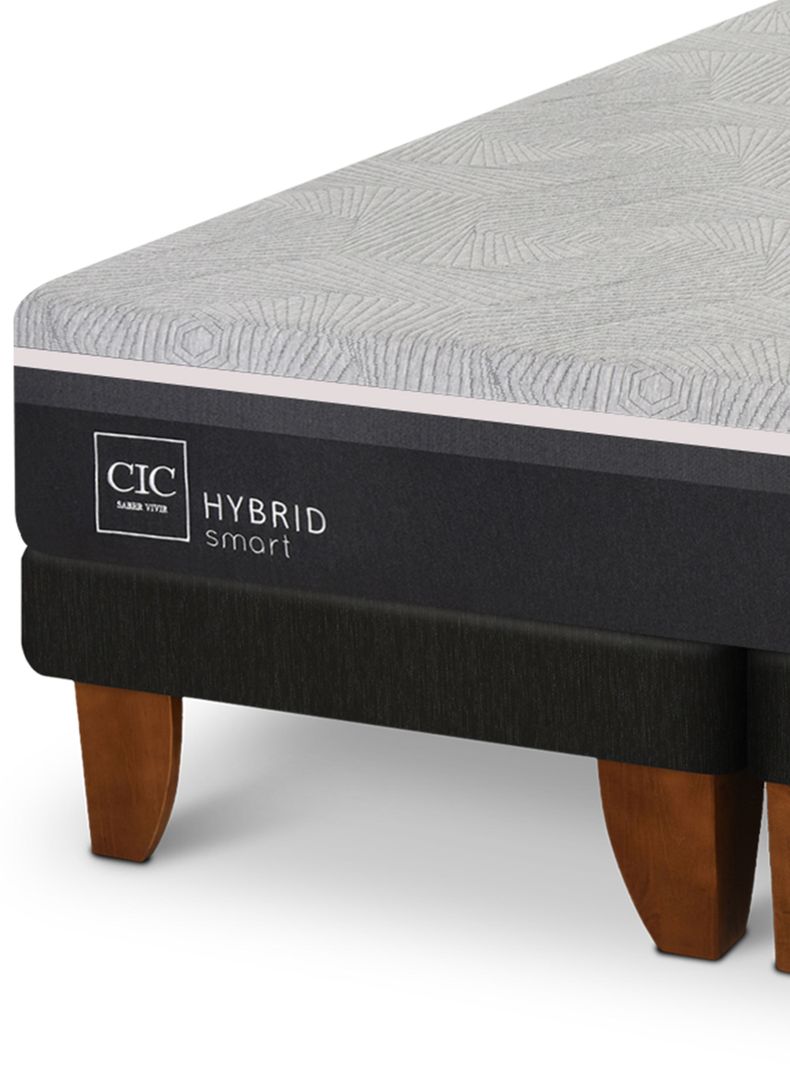 Cama Europea Hybrid Smart King + Respaldo Villarrica Gris-3