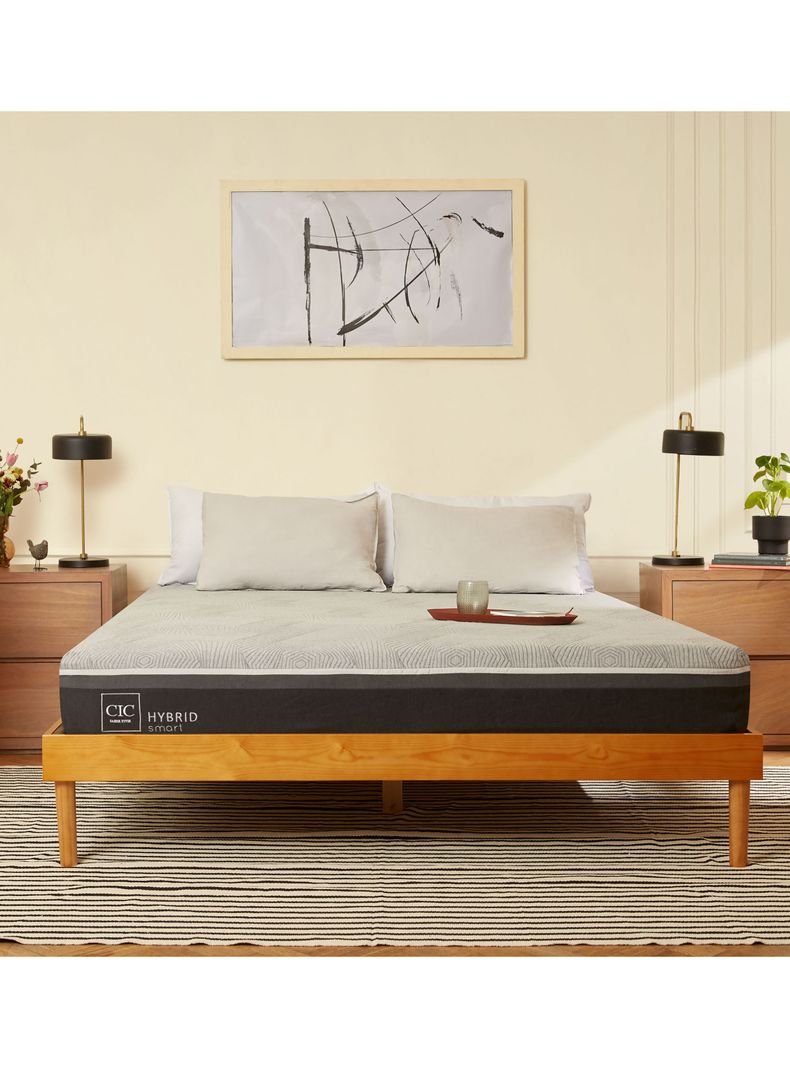 Cama Europea Hybrid Smart King + Respaldo Villarrica Gris-4