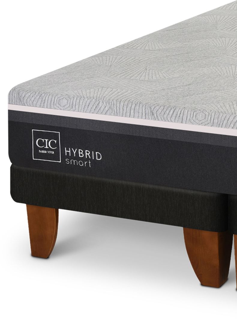 Cama Europea Hybrid Smart 2 Plazas Base Dividida Set Dublin Gris-3
