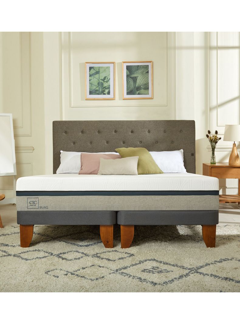 Cama Europea New Balance 2 Plazas Base Dividida + Set Villarrica Gris-4