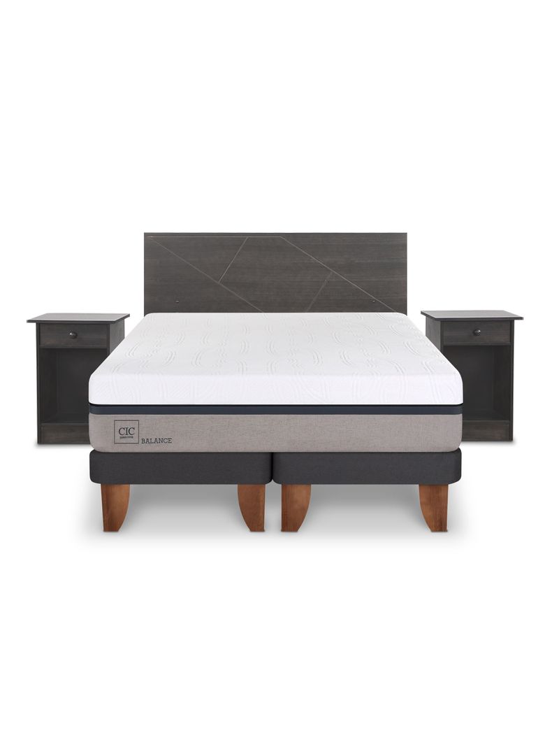 Cama Europea New Balance 2 Plazas Base Dividida + Set Villarrica Gris-2