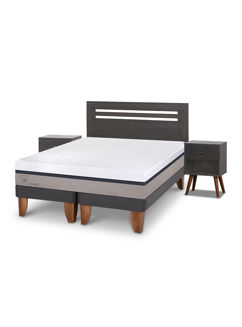Cama Europea New Balance 2 Plazas Base Dividida Munich Gris-0