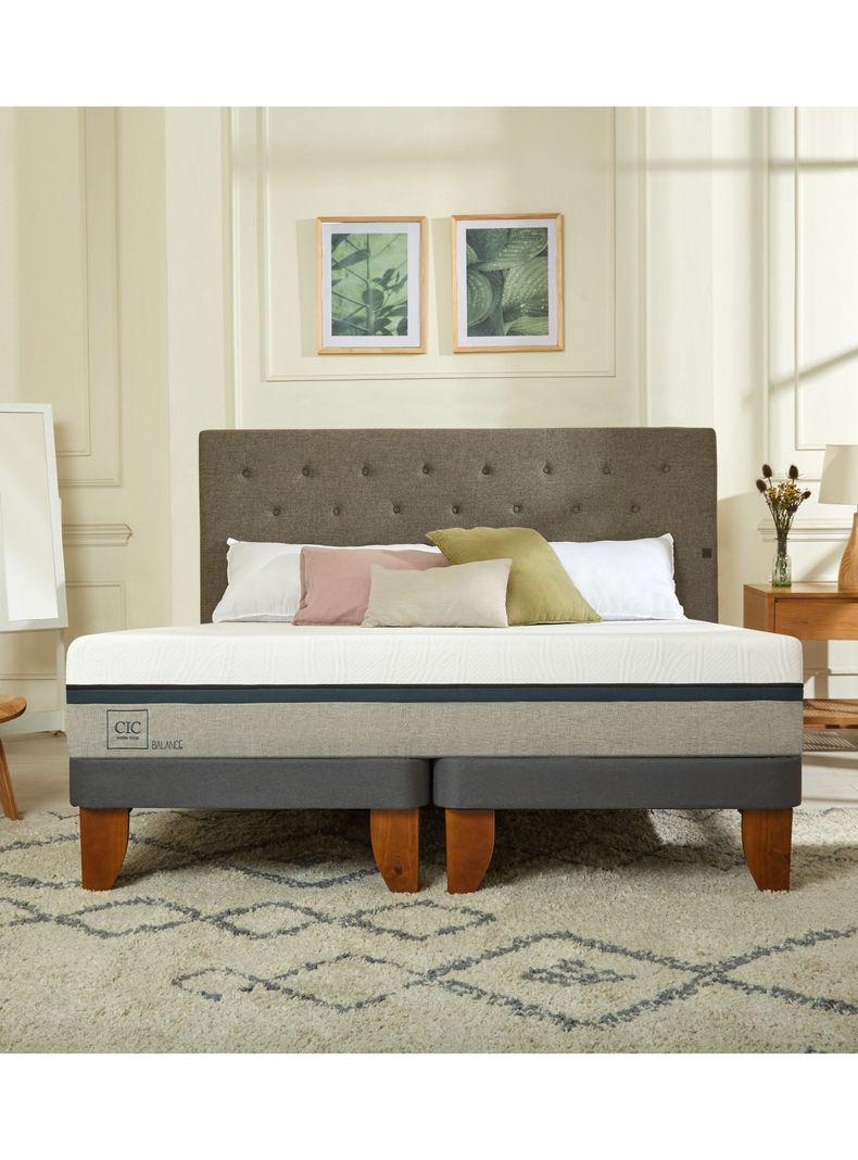 Cama Europea New Balance 2 Plazas Base Dividida Munich Gris-4