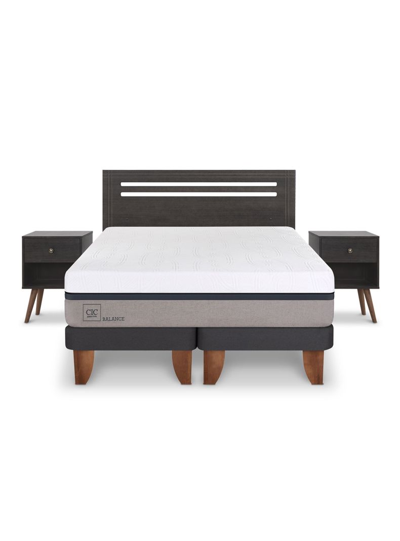Cama Europea New Balance 2 Plazas Base Dividida Munich Gris-2