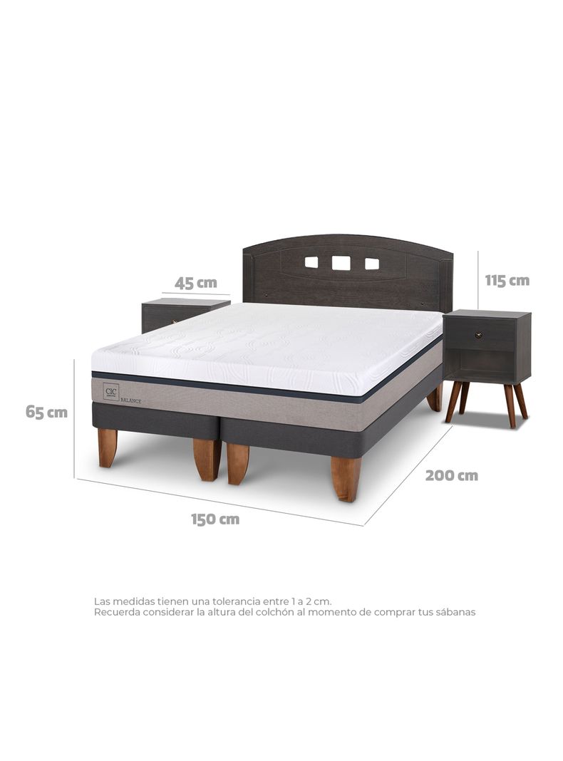 Cama Europea New Balance 2 Plazas Base Dividida Set Gales Gris-1