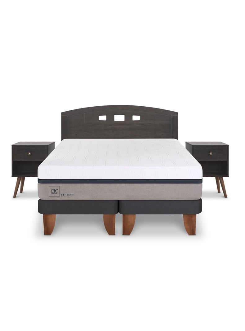 Cama Europea New Balance 2 Plazas Base Dividida Set Gales Gris-2