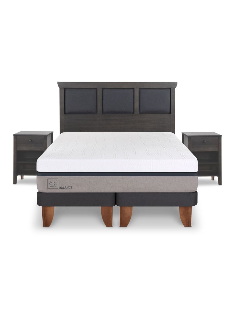 Cama Europea New Balance 2 Plazas Base Dividida Set Torino Gris-2