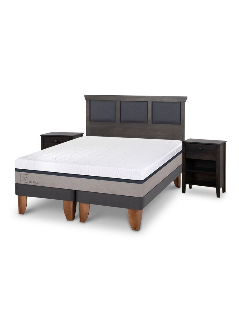 Cama Europea New Balance 2 Plazas Base Dividida Set Torino Gris-0