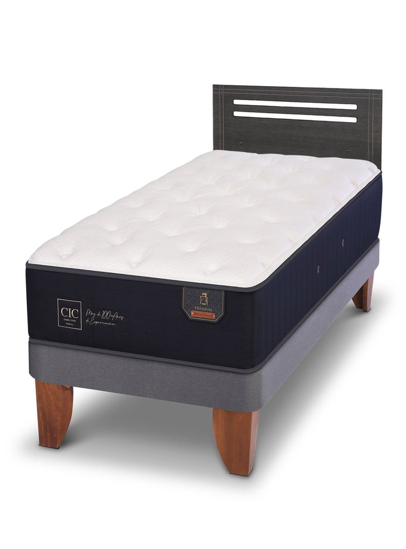 Cama Europea Premium 1.5 Plazas Respaldo Munich Gris-0