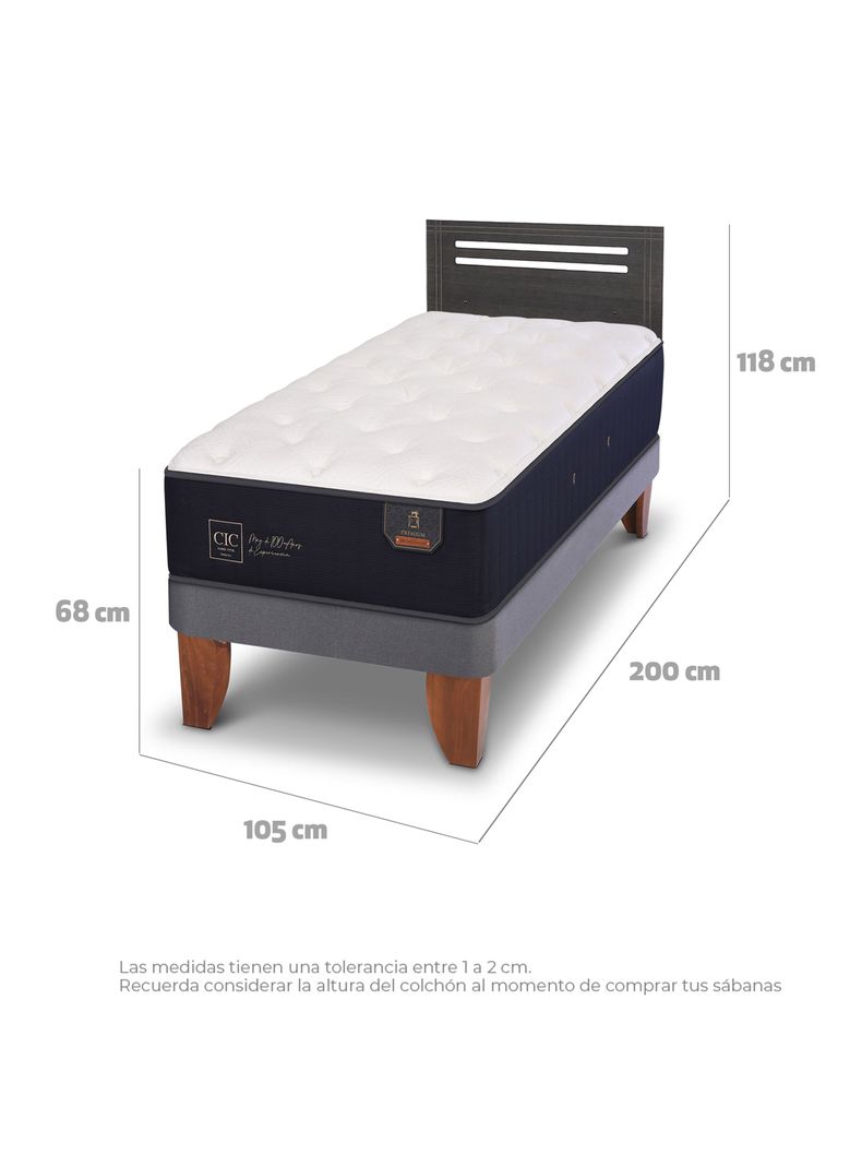 Cama Europea Premium 1.5 Plazas Respaldo Munich Gris-1