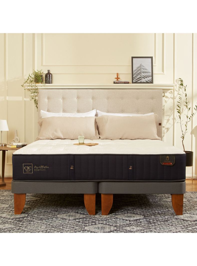 Cama Europea Premium 1.5 Plazas + Set Munich Gris-4
