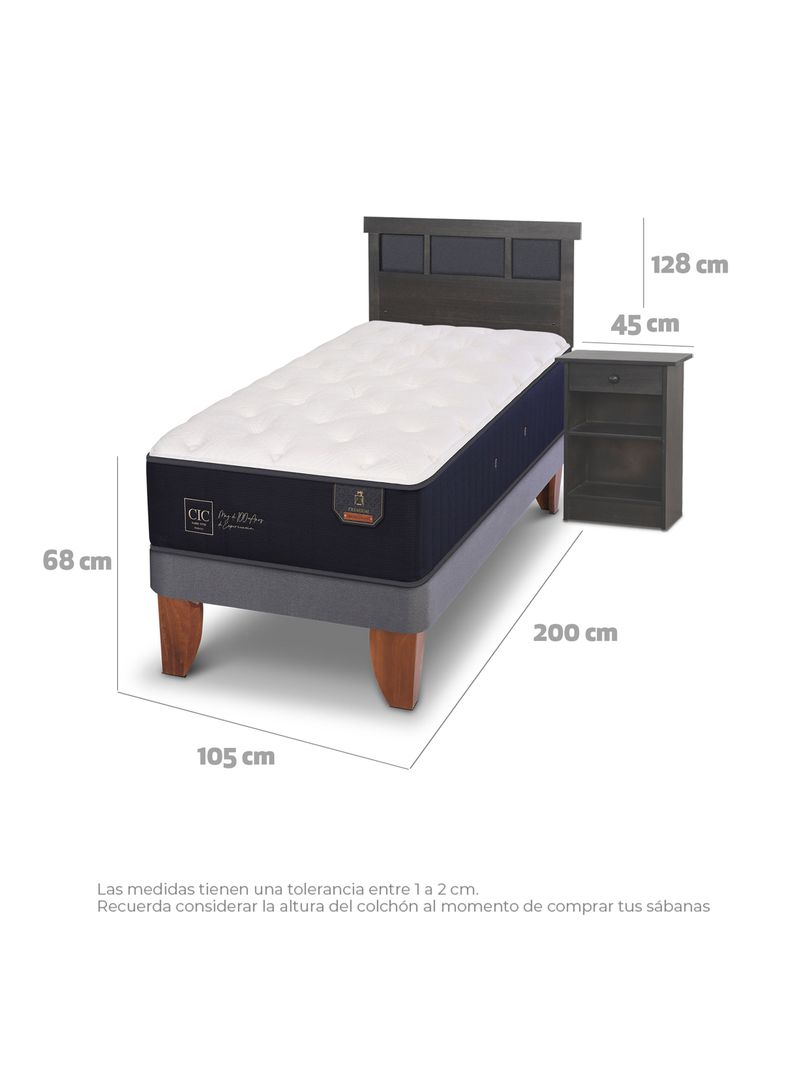 Cama Europea Premium 1.5 Plazas Set Dublin Gris-1