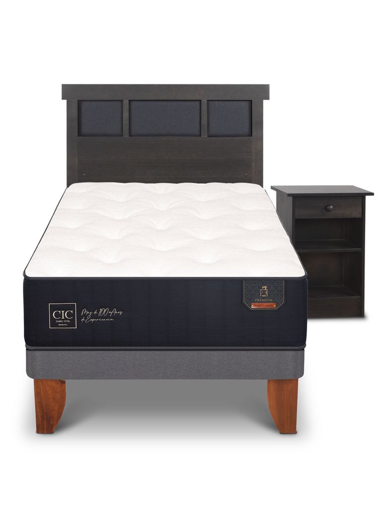 Cama Europea Premium 1.5 Plazas Set Dublin Gris-2