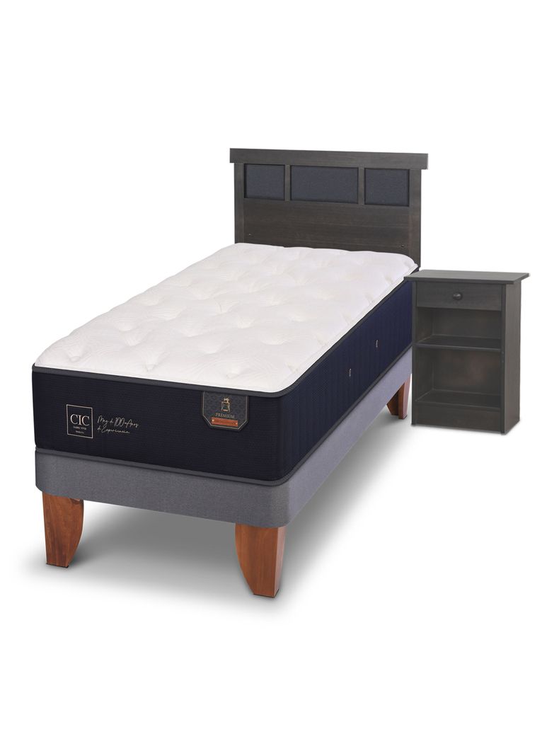 Cama Europea Premium 1.5 Plazas Set Dublin Gris-0
