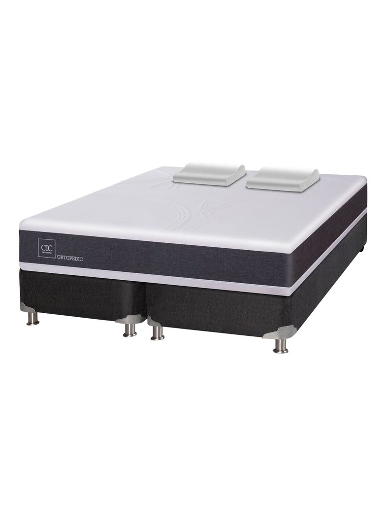 Cama Americana New Ortopedic B5 Black 2 Plazas Base Dividida Almohada-1