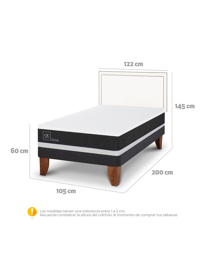 Cama Europea New Ortopedic 1.5 Plazas Respaldo Danubio-1