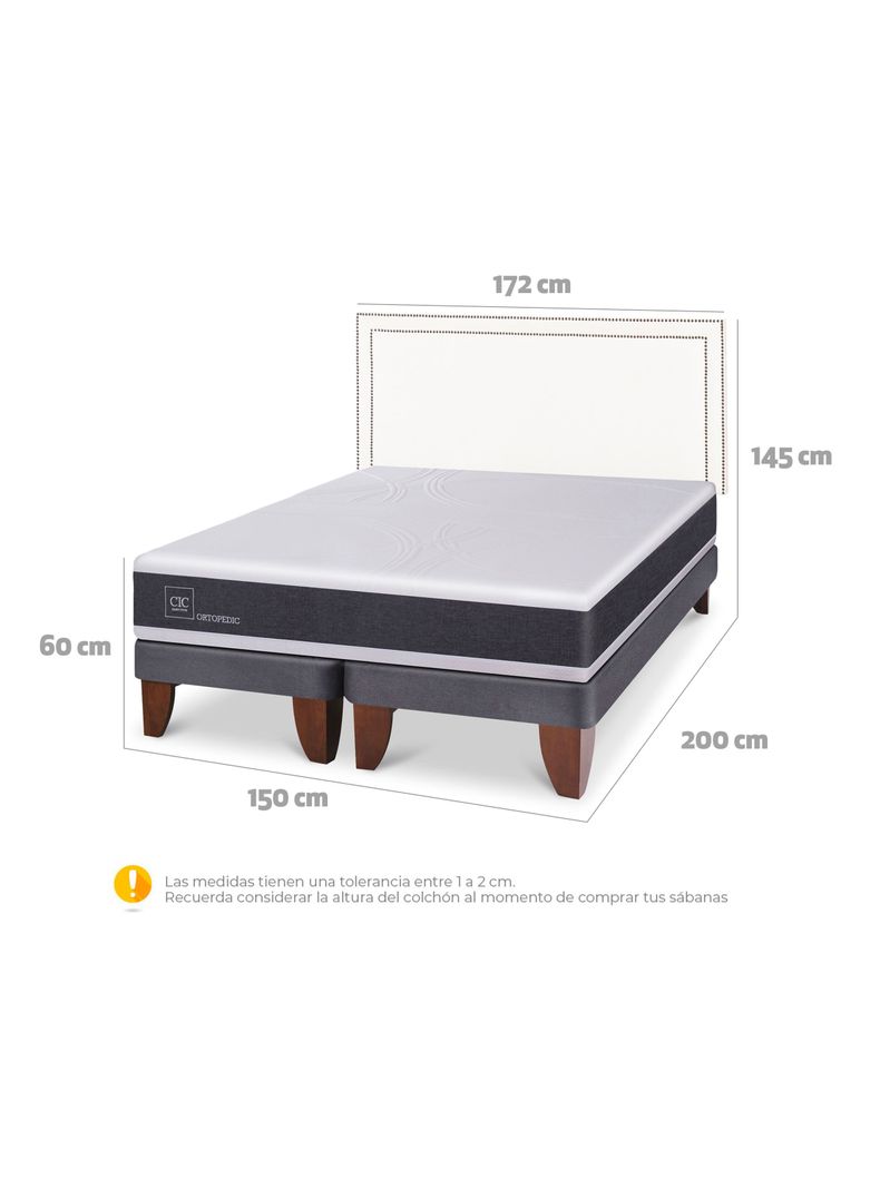 Cama Europea New Ortopedic 2 Plazas Base Dividida Respaldo Danubio-1