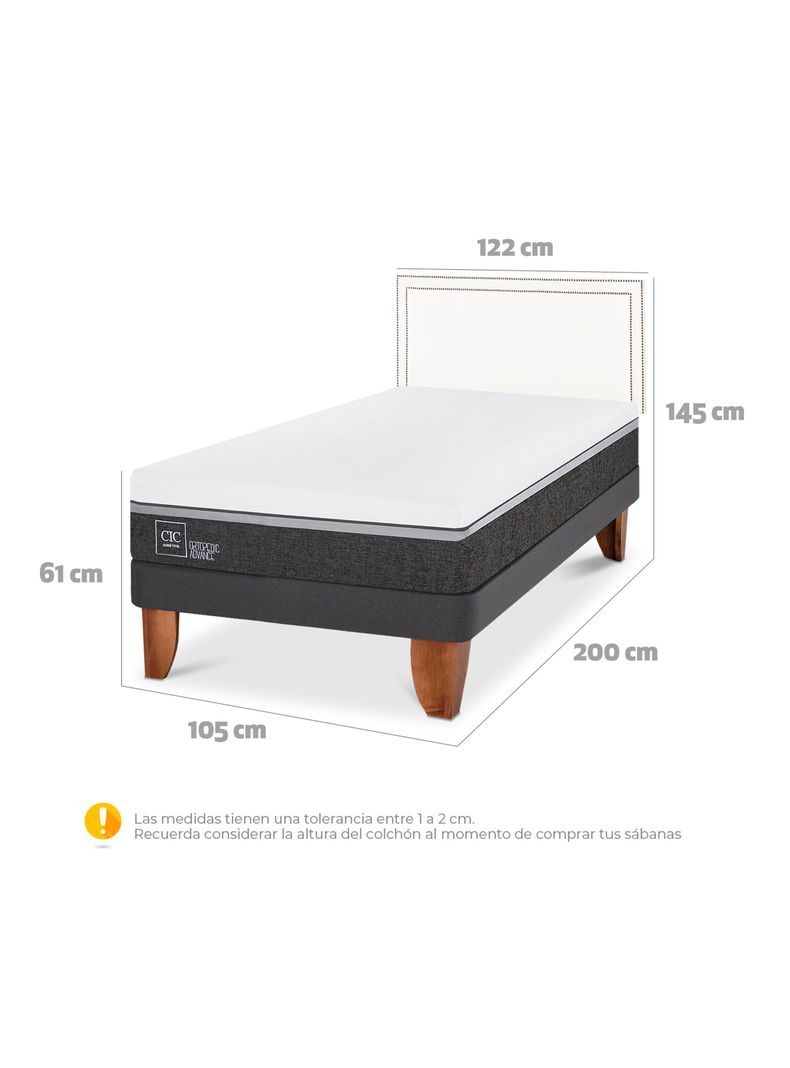 Cama Europea Ortopedic Advance 1.5 Plazas Respaldo Danubio-1