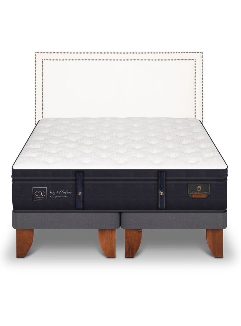 Cama Europea Grand Premium 2 Plazas Base Dividida Respaldo Danubio-2