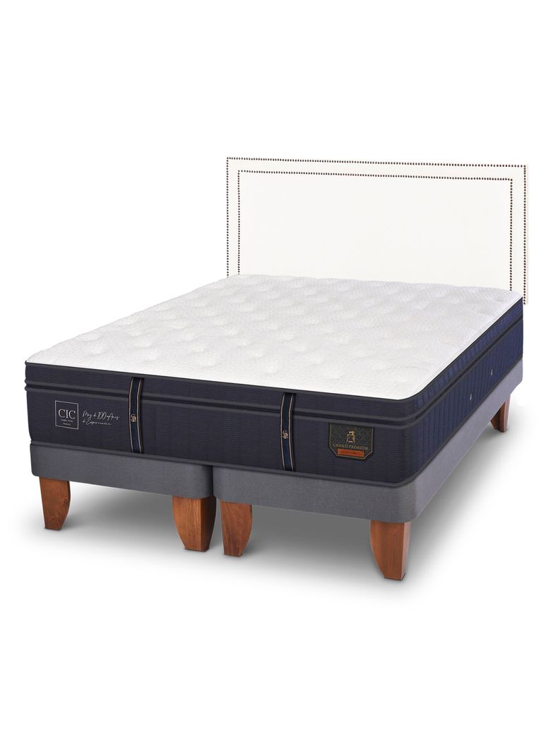 Cama Europea Grand Premium 2 Plazas Base Dividida Respaldo Danubio-0
