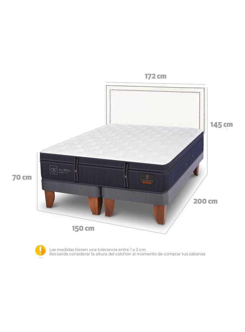 Cama Europea Grand Premium 2 Plazas Base Dividida Respaldo Danubio-1