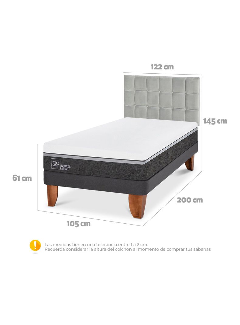 Cama Europea Ortopedic Advance 1.5 Plazas Respaldo Sile-1