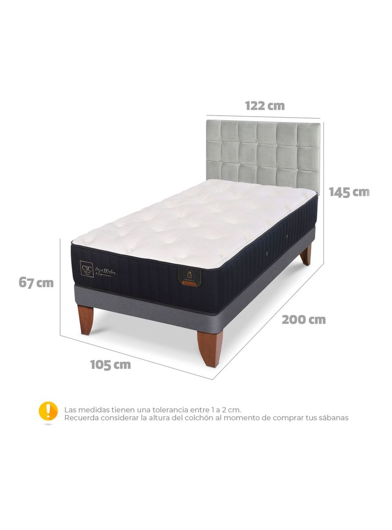 Cama Europea Premium 1.5 Plazas Respaldo Sile-1